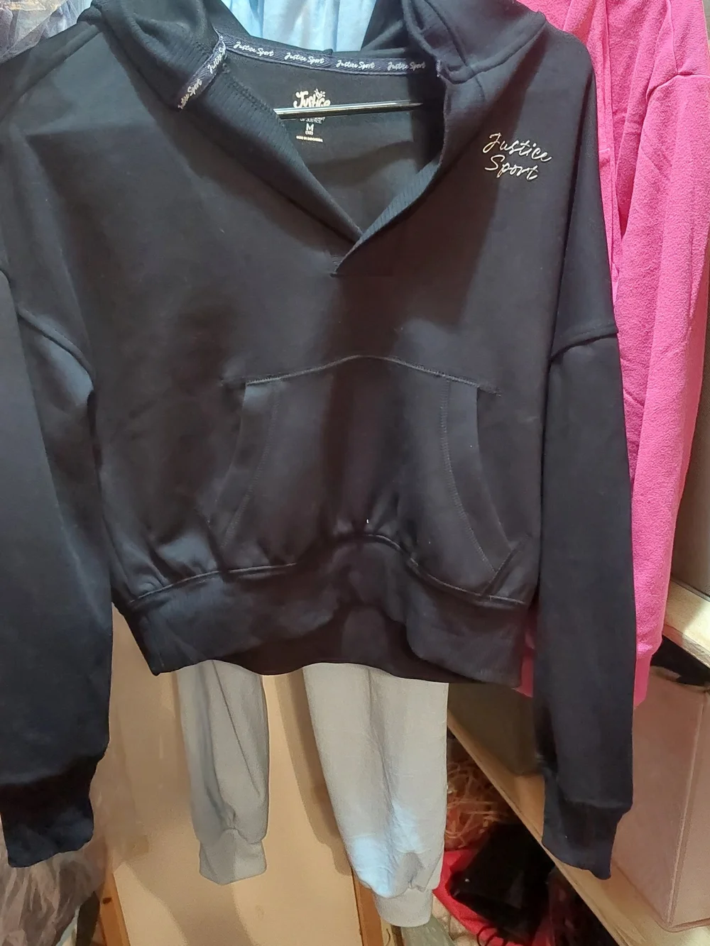 Justice Black Hoodie Sweatshirt with Script Logo
